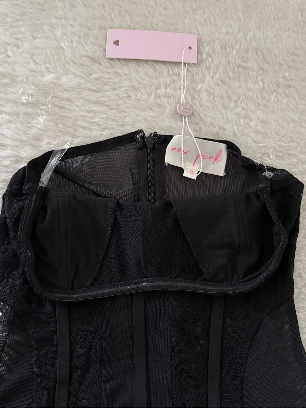 New with tags Dolls Kill black mesh corset dress with shorts underneath size M - Picture 4 of 6
